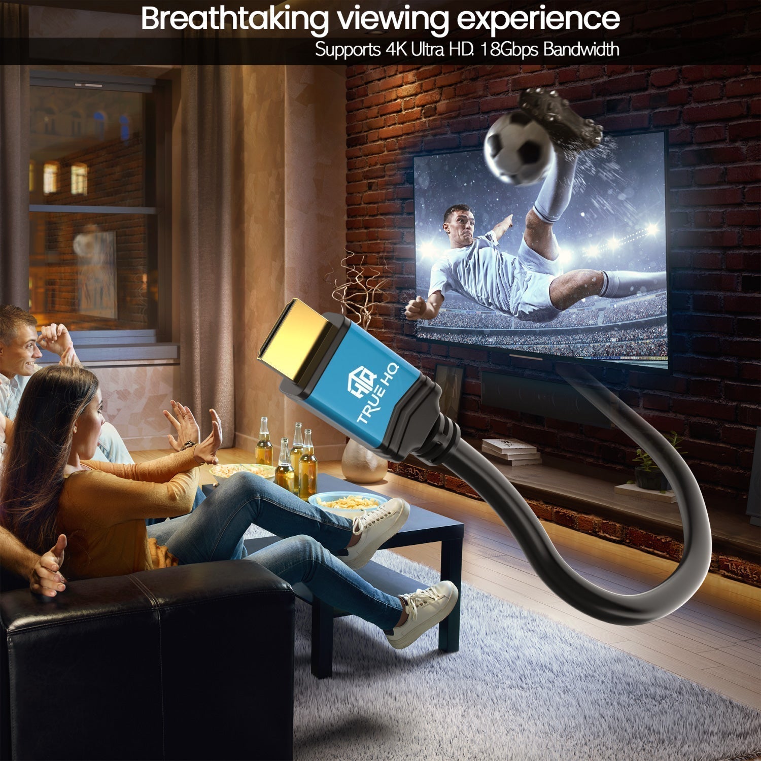 4M 4K HDMI 2.0 Cable | 4K UHD | Premium High Speed | Blue Alloy Head