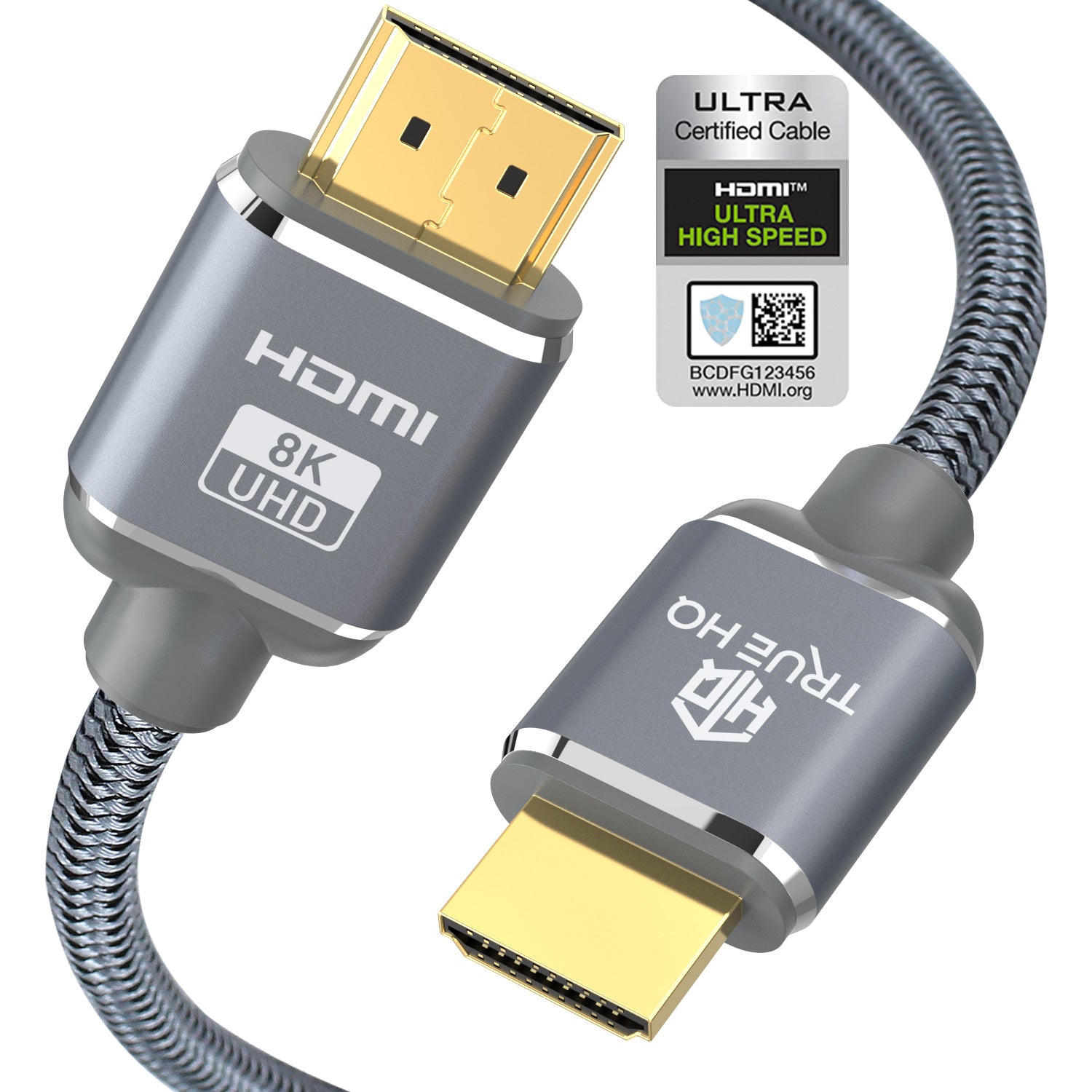 2M HDMI 2.1 Cable Certified | 8K Ultra High Speed | 4K@120Hz | Grey Alloy Head