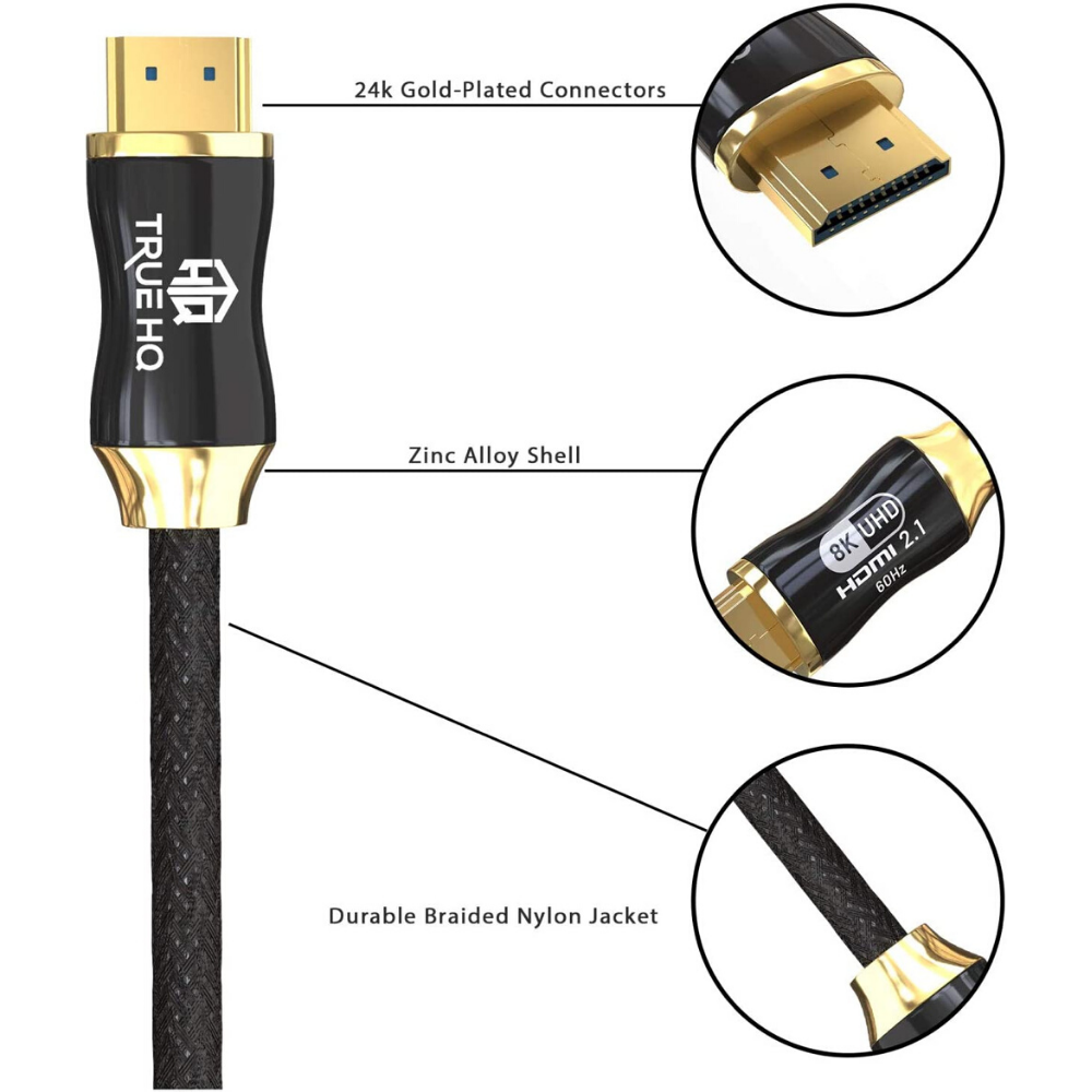2M HDMI 2.1 Cable 8K Braided 48Gbps by True HQ™