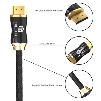 3M HDMI 2.1 Cable Certified Ultra High Speed 8K Braided 48Gbps by True HQ™