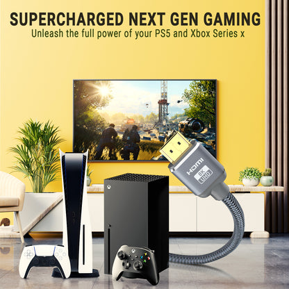 2M HDMI 2.1 Cable Certified | 8K Ultra High Speed | 4K@120Hz | Grey Alloy Head