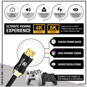 2M HDMI 2.1 Cable 8K Braided 48Gbps by True HQ™