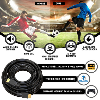 10M HDMI Cable | Full HD 1080p 3D | Long High Speed Lead | Black